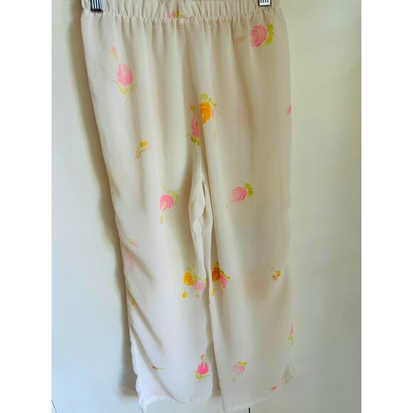 Vintage Sheer Floral Print Capri Style Pant Pj Pants Size 4 Coquette ballerina - Picture 5 of 6